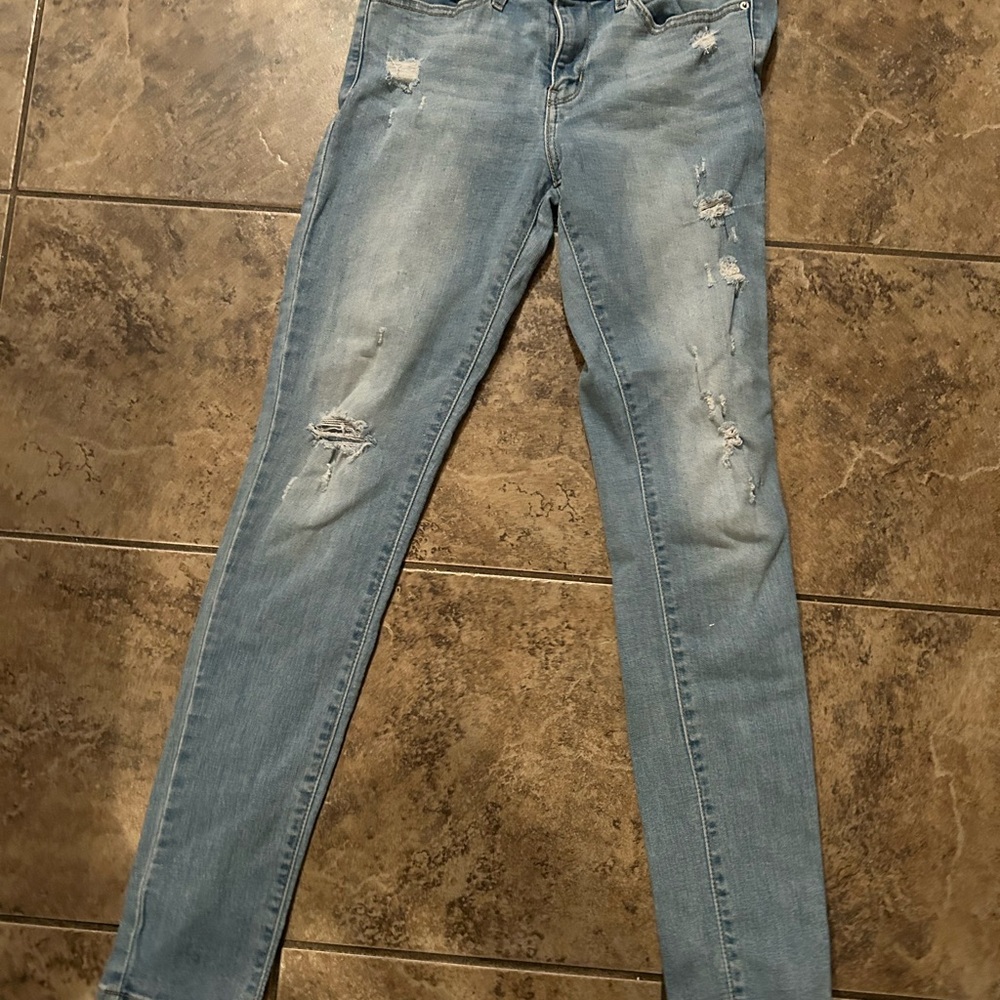 711 Skinny Organic Cotton Blend Ankle Jeans 28 High Rise Distressed Casual